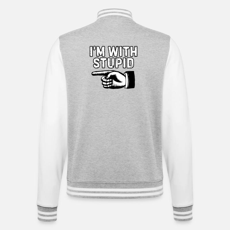 Ich bin mit dummer Handgrafik - College-Sweatjacke - Grau meliert/Weiß