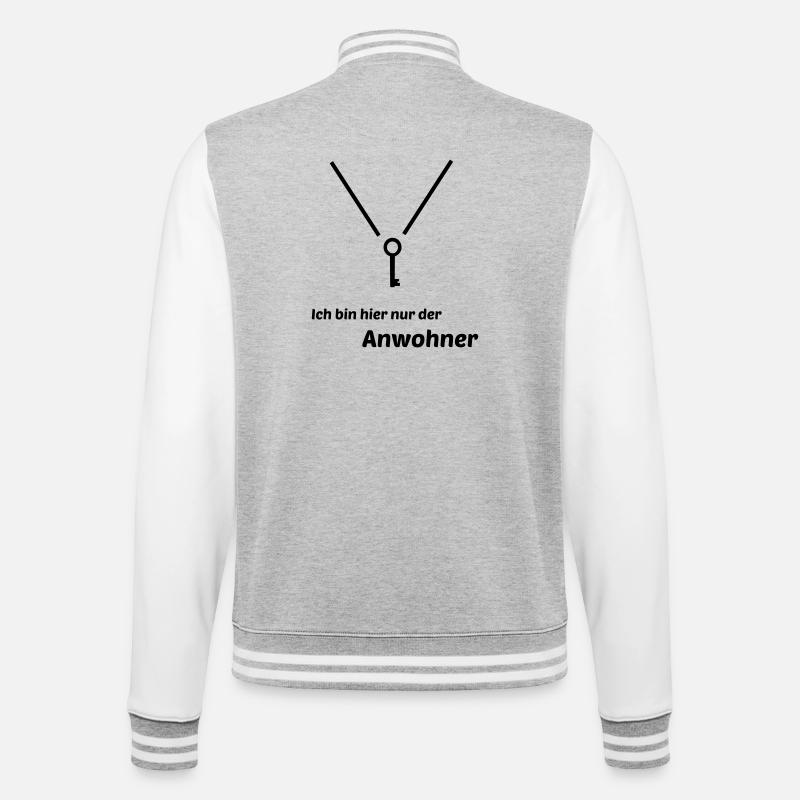 Anwohner - College-Sweatjacke - Grau meliert/Weiß