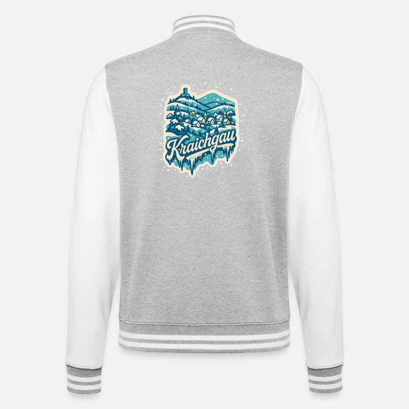 Kraichgau Winterlandschaft   - College-Sweatjacke - Grau meliert/Weiß