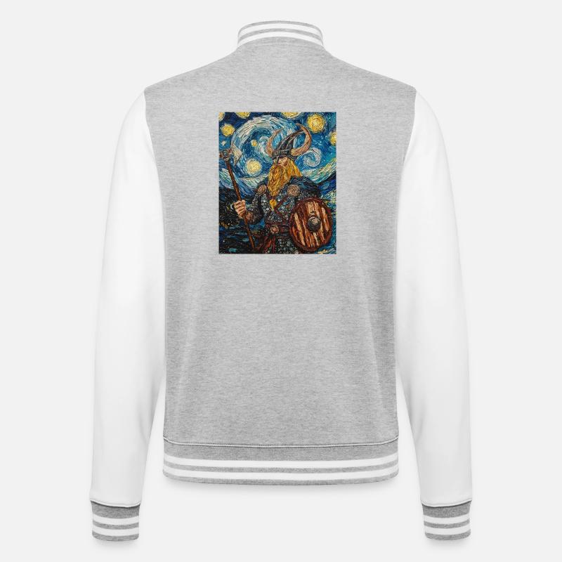 Wikinger Van Gogh Style - College-Sweatjacke - Grau meliert/Weiß
