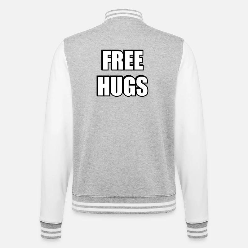 Free Hugs Bold Typography - College Sweat Jacket - heather grey/white