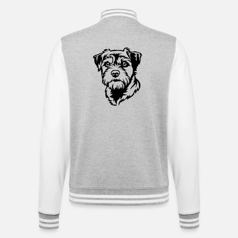 Tête de terrier de la frontière - Veste Teddy - gris chiné / blanc