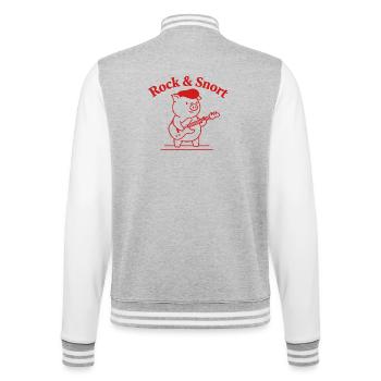 Rock & Snort Pig Guitar - College Sweat Jacket - heather grey/white - Back - Marisol (170cm)