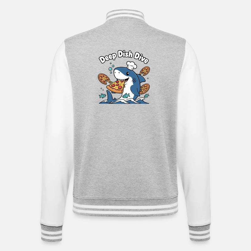 Deep Dish Dive Shark Chef - College-Sweatjacke - Grau meliert/Weiß