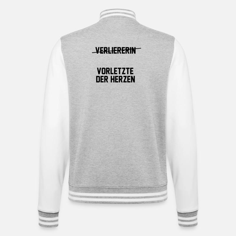 Vorletzte der Herzen - College-Sweatjacke - Grau meliert/Weiß