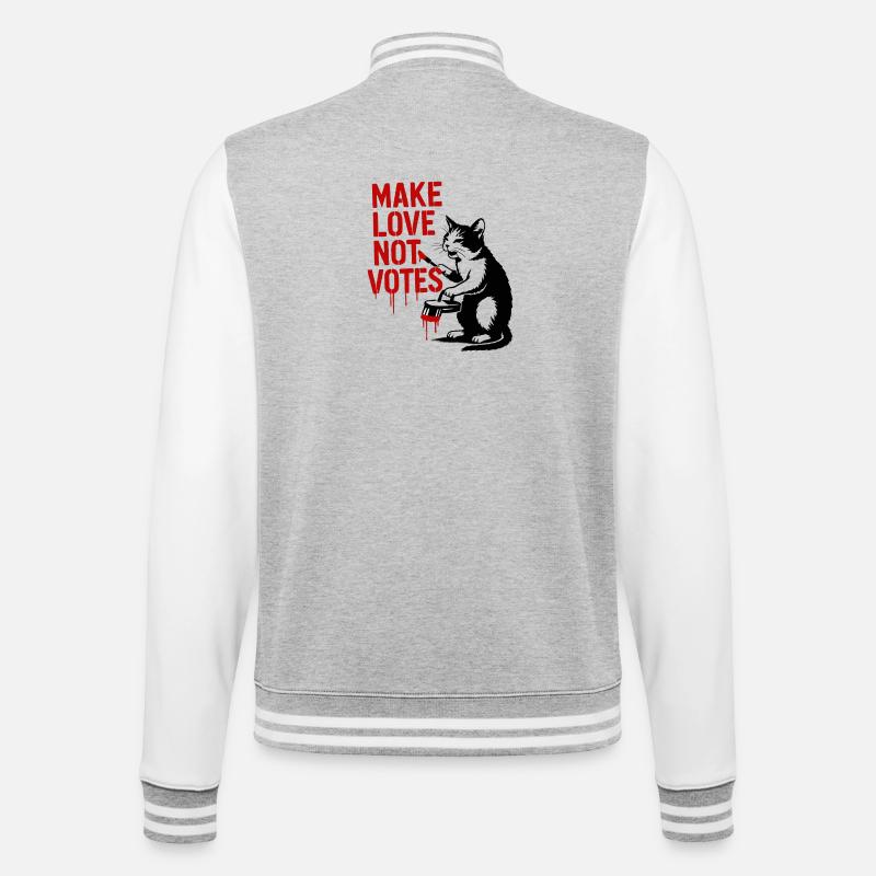 Make Love Not Votes Katze - College-Sweatjacke - Grau meliert/Weiß