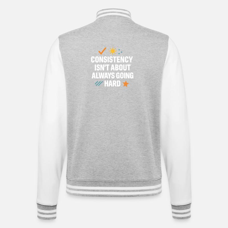 Consistency Over Hard Grind, Motivational - College Sweat Jacket - heather grey/white