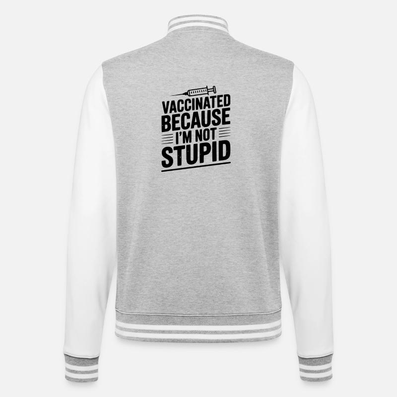 Geimpft, weil ich nicht dumm bin - College-Sweatjacke - Grau meliert/Weiß