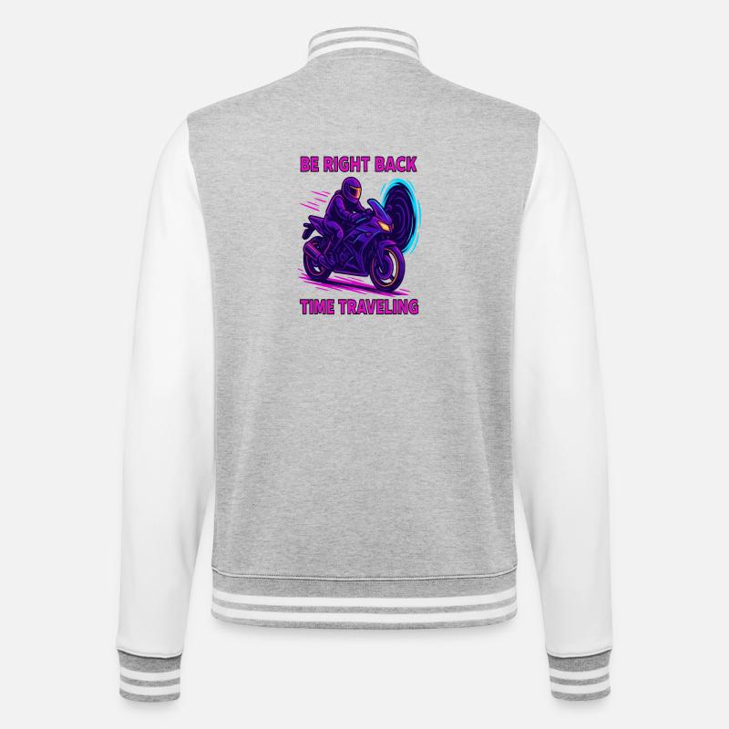 Be Right Back Zeitreise Motorrad - College-Sweatjacke - Grau meliert/Weiß