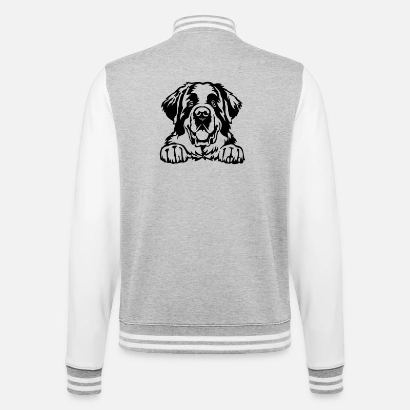 Bernhardiner Kopf - College-Sweatjacke - Grau meliert/Weiß