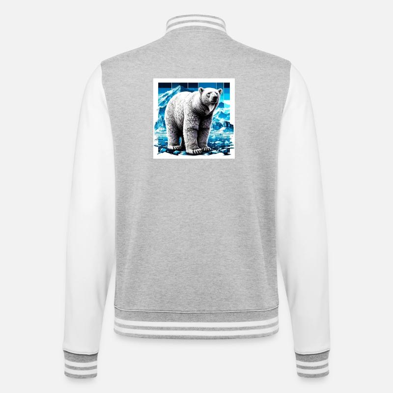 Eisbär - College-Sweatjacke - Grau meliert/Weiß