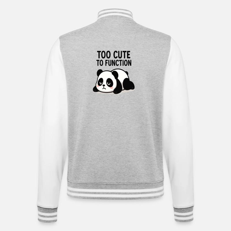 Panda Too Cute To Function - College-Sweatjacke - Grau meliert/Weiß