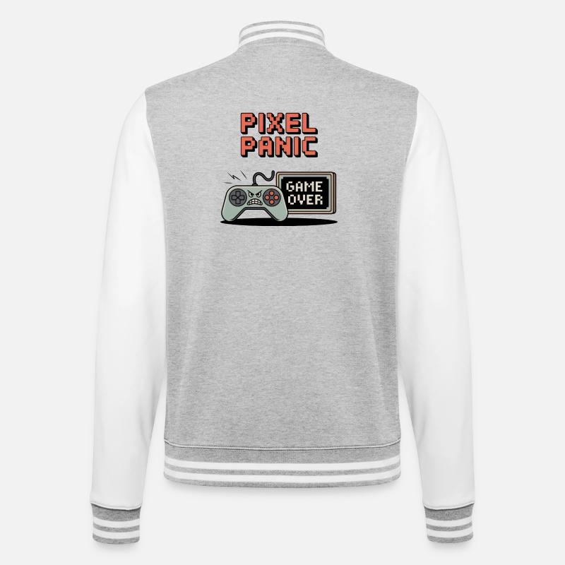 Pixel Panic – Game Over Rage Mode - Veste Teddy - gris chiné / blanc