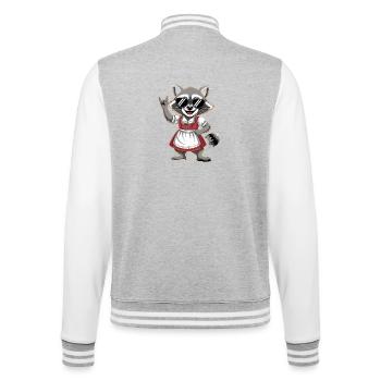 Funny raccoon in dirndl with sunglasses and - College Sweat Jacket - heather grey/white - Back - Marisol (170cm)