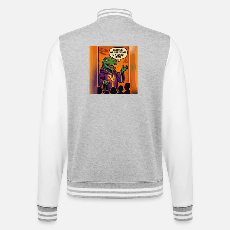 Secret Level Dinosaur – Drôle de conspiration - Veste Teddy - gris chiné / blanc
