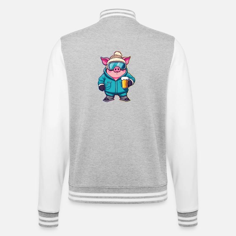 Sow Piglet Ski Goggles Skiing - College Sweat Jacket - heather grey/white