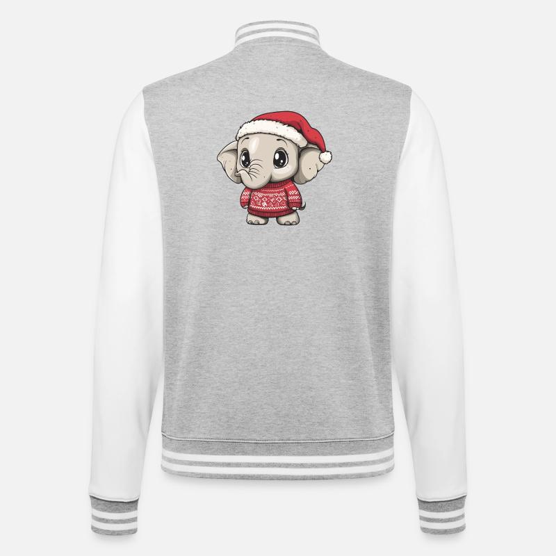 Elephant Christmas - College Sweat Jacket - heather grey/white