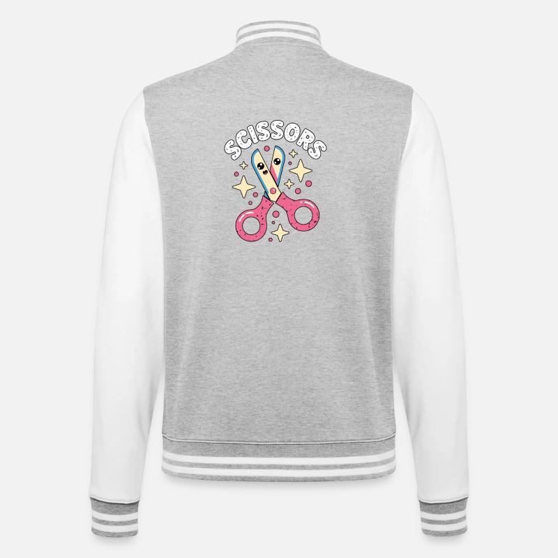 Ciseaux Pierre Papier Kawaii Ciseaux - Veste Teddy - gris chiné / blanc