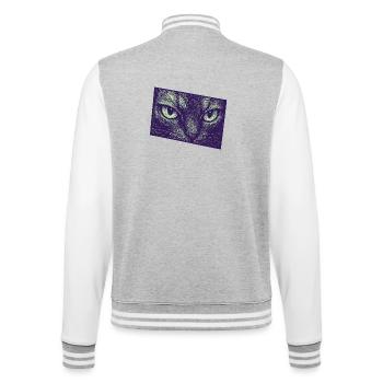 Neon Cat Gaze Art graphique moderne - Veste Teddy - gris chiné / blanc - Dos - Marisol (170cm)
