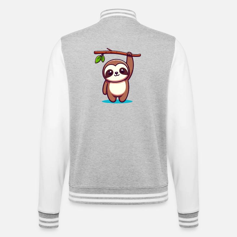 Cute Sloth (Chibi Comic) - College Sweat Jacket - heather grey/white