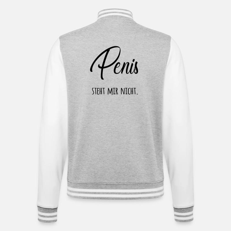 Penis steht mir nicht - College-Sweatjacke - Grau meliert/Weiß