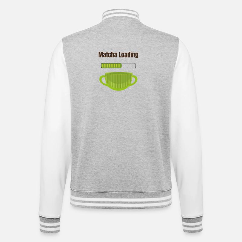 Matcha Loading - College-Sweatjacke - Grau meliert/Weiß