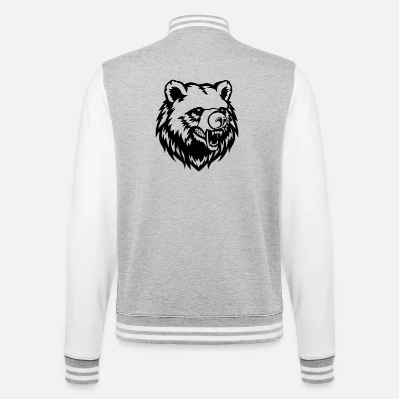 Bear Bear Head Bears T-shirt Gift - College Sweat Jacket - heather grey/white