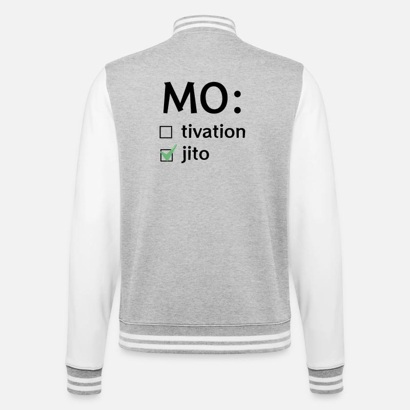 Motivation oder Mojito - College-Sweatjacke - Grau meliert/Weiß