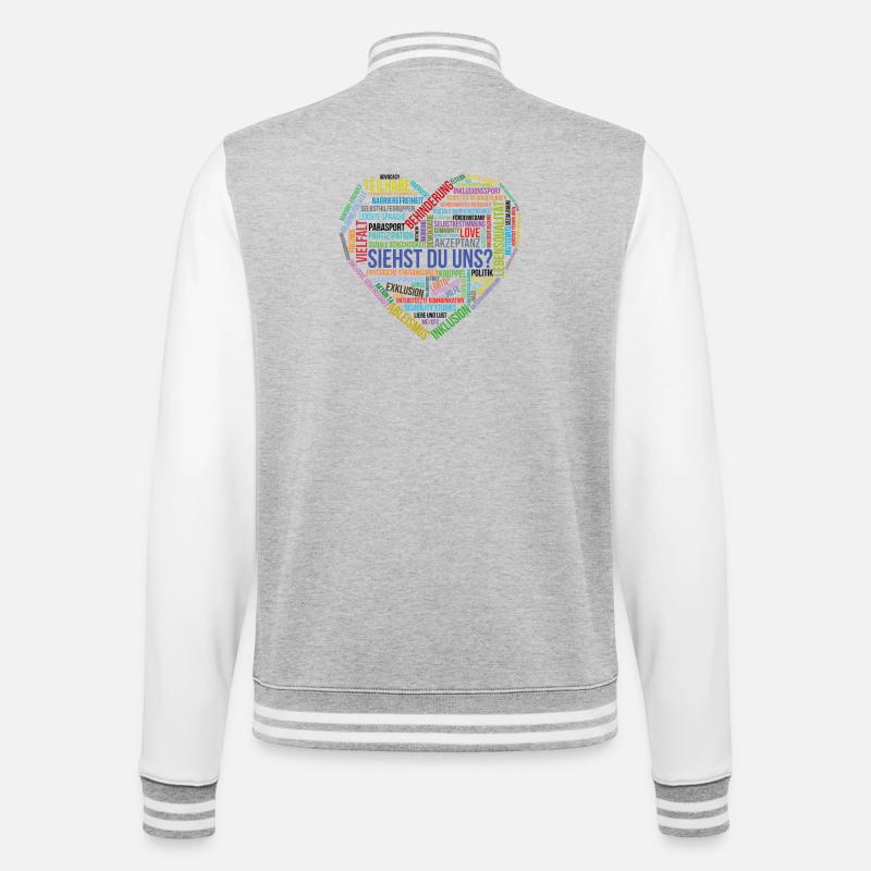 Siehst Du Uns Vielfalt Herz - College-Sweatjacke - Grau meliert/Weiß