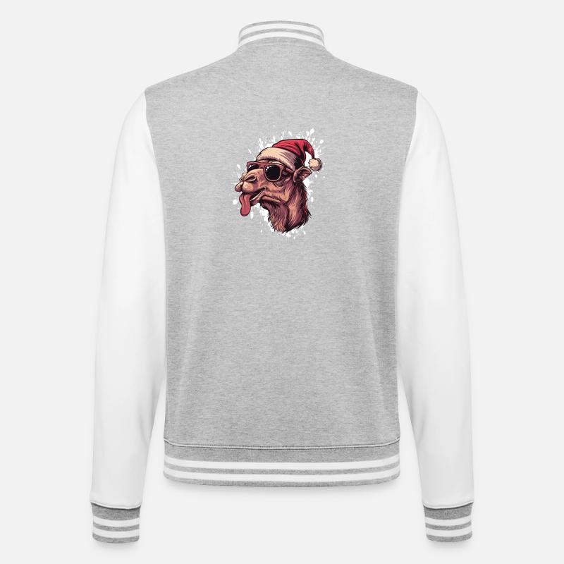 Kamel Weihnachten Lustig - College-Sweatjacke - Grau meliert/Weiß