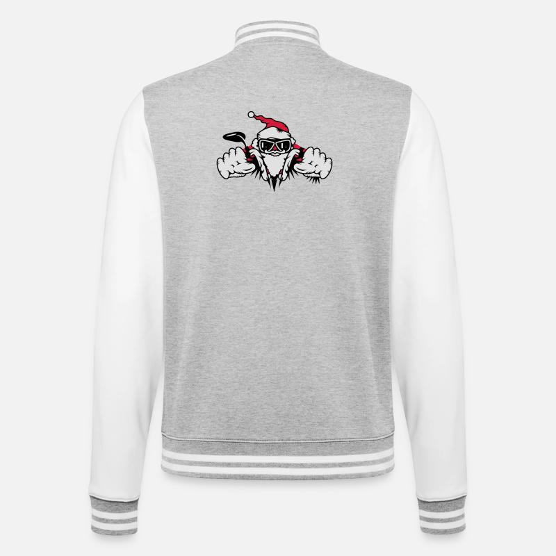 Weihnachtsmann auf Motorrad mit Geschenken - College-Sweatjacke - Grau meliert/Weiß