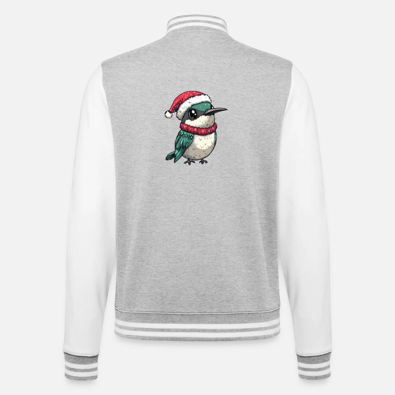 colibri oiseau Noël - Veste Teddy - gris chiné / blanc