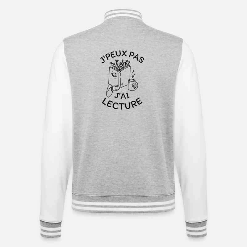 I can't I read it - College Sweat Jacket - heather grey/white