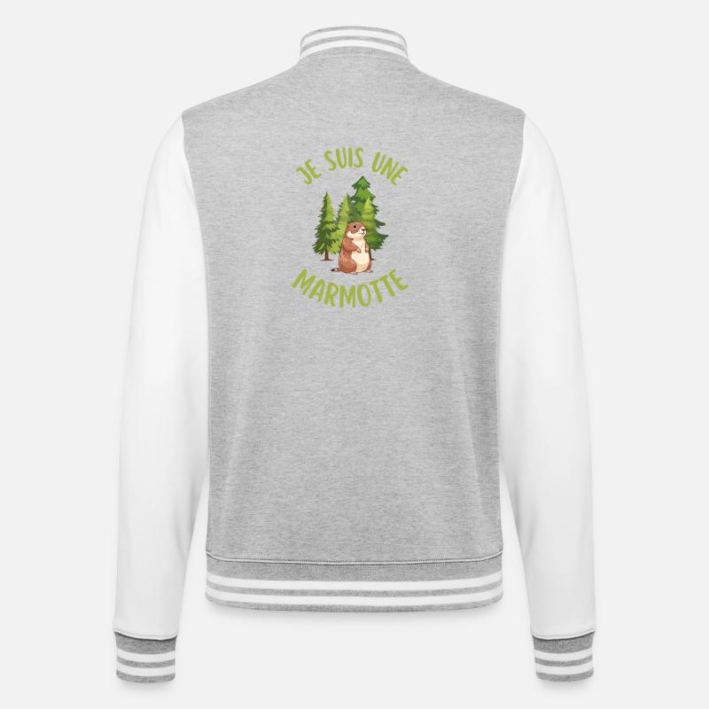 Ich bin ein Murmeltier im Wald - College-Sweatjacke - Grau meliert/Weiß