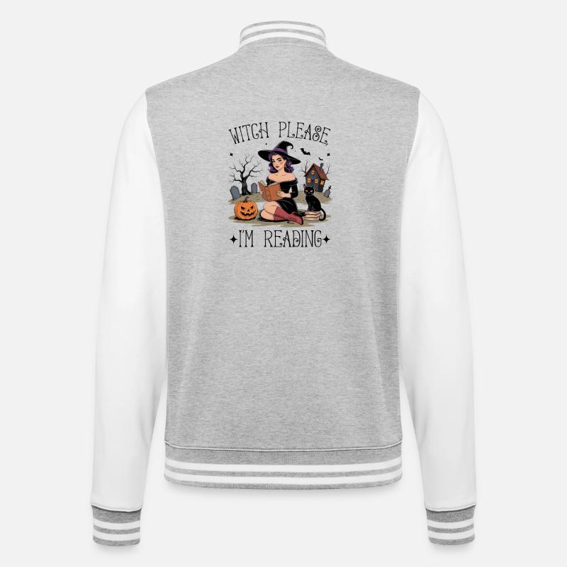 Hexe liest von Pumpkin Glow - College-Sweatjacke - Grau meliert/Weiß