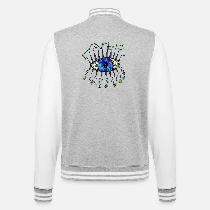 Œil espion - Veste Teddy - gris chiné / blanc