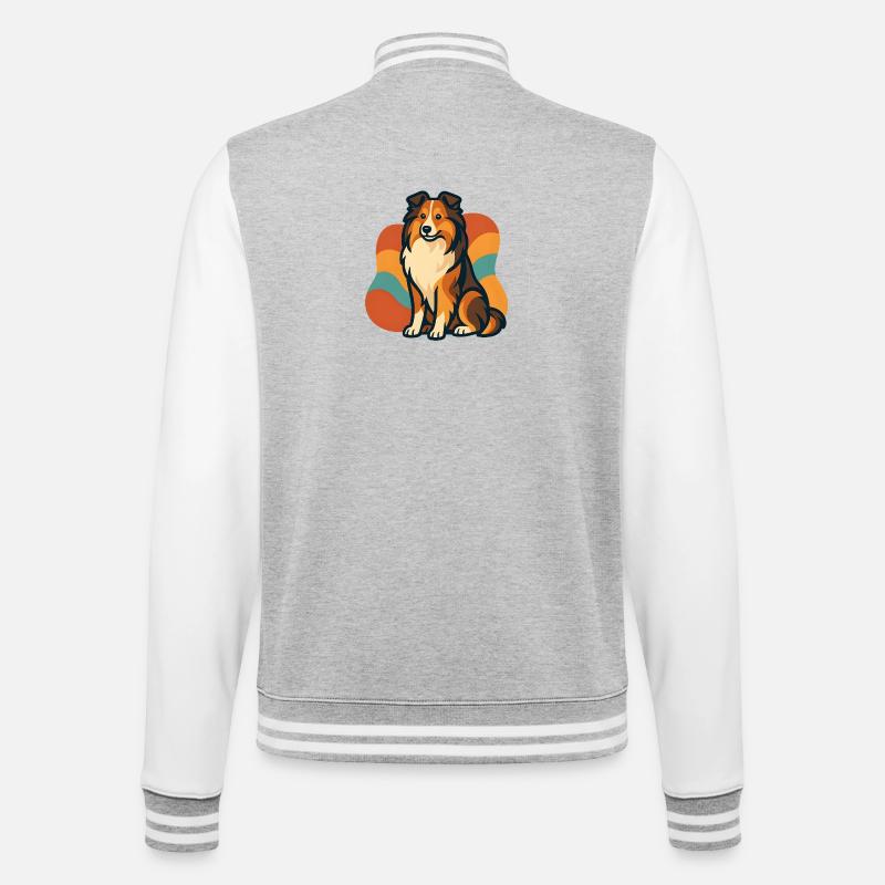 Lebhafter Shetland-Schäferhund Sunburst - College-Sweatjacke - Grau meliert/Weiß