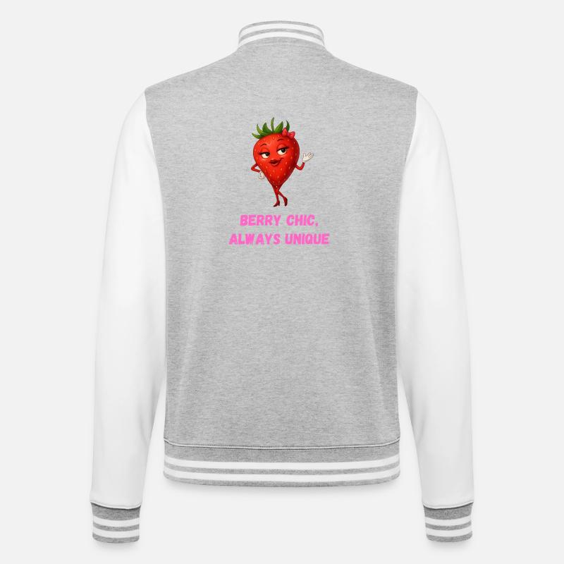 fraise baie chic dessin animé unique - Veste Teddy - gris chiné / blanc