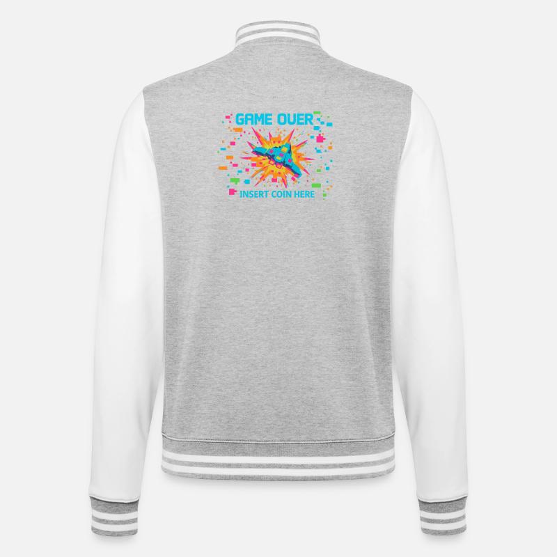 Game Over Neon Arcade Game - College-Sweatjacke - Grau meliert/Weiß