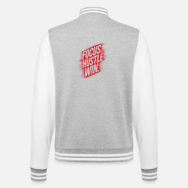 Fokus Hustle Win - College-Sweatjacke - Grau meliert/Weiß