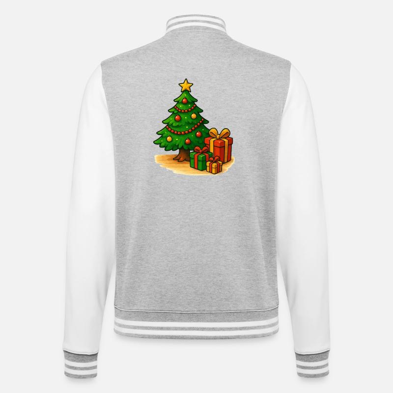 Weihnachtsbaum mit Geschenken Muster - College-Sweatjacke - Grau meliert/Weiß