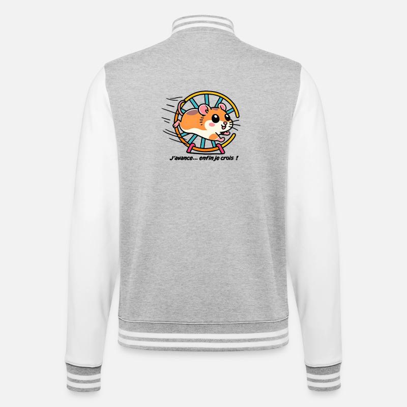 Hamster qui court dans sa roue - Veste Teddy - gris chiné / blanc