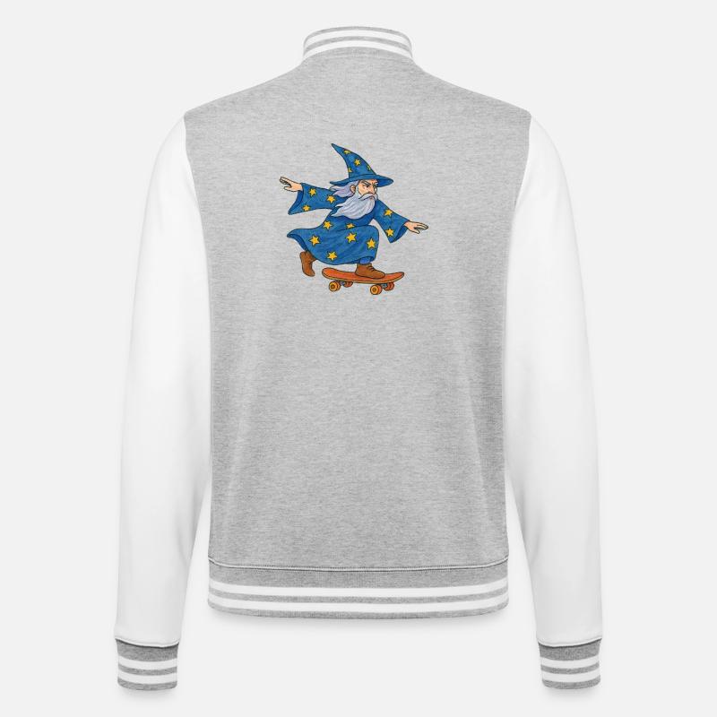 Starry Wizard Skateboard - College Sweat Jacket - heather grey/white