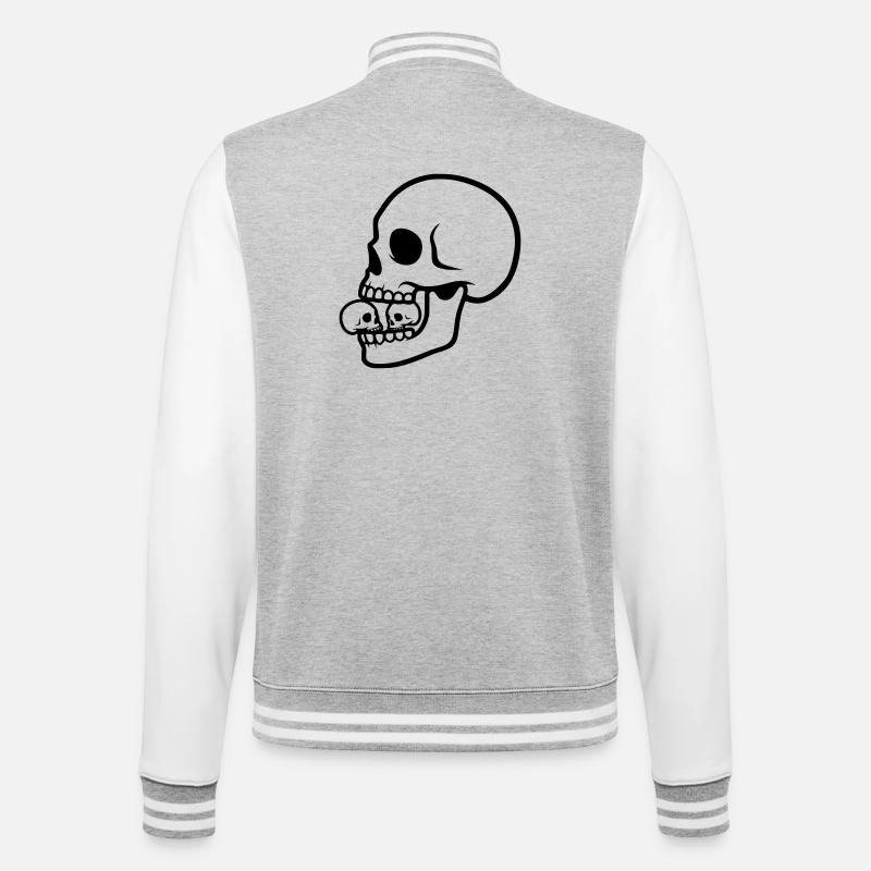 Crâne macabre | Conception d’horreur - Veste Teddy - gris chiné / blanc