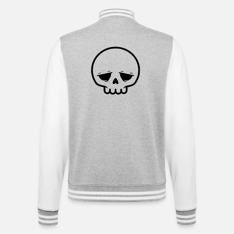 Crâne triste | Emo & Goth Design - Veste Teddy - gris chiné / blanc