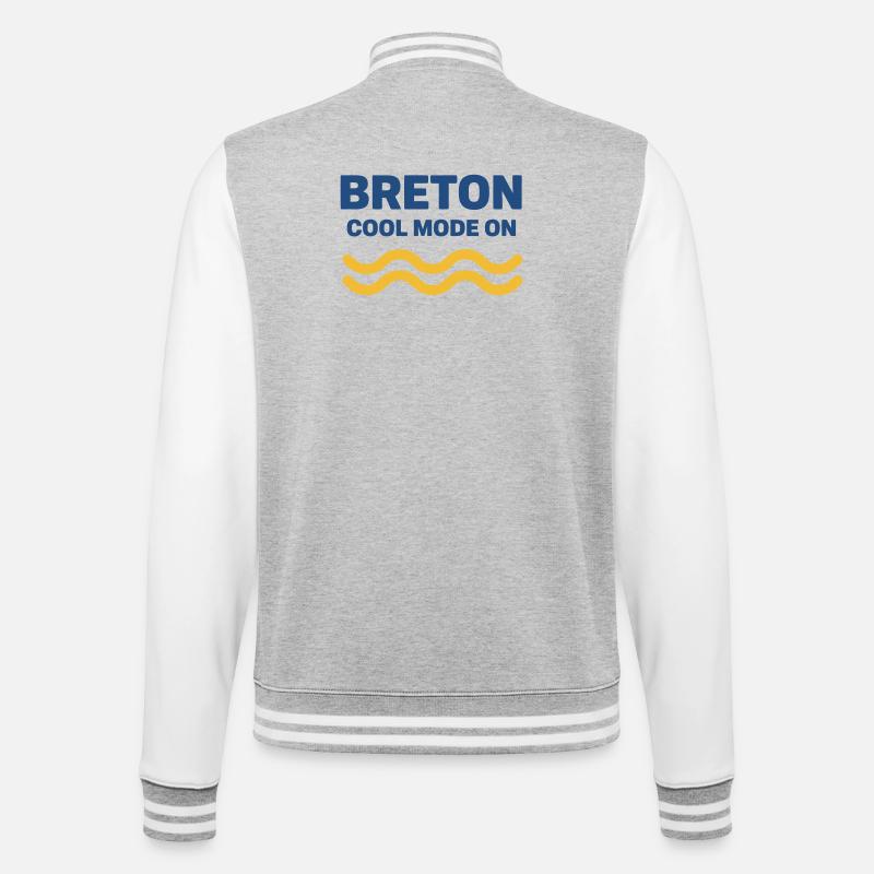 Breton Cool Mode On Vagues Jaunes - Veste Teddy - gris chiné / blanc