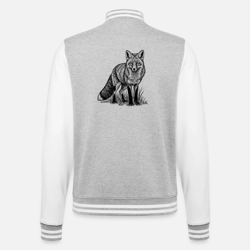 German Fox | Sweet Germany Motif Gift - College Sweat Jacket - heather grey/white