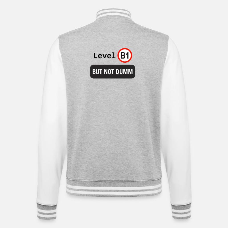 Level B1, but not dumm - College-Sweatjacke - Grau meliert/Weiß