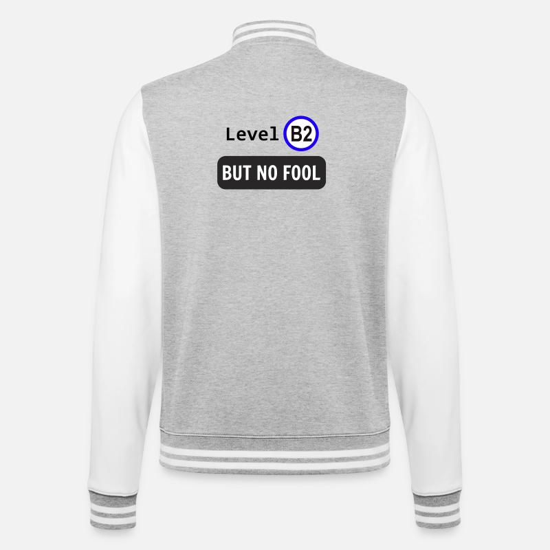 Level B2, but no fool - College-Sweatjacke - Grau meliert/Weiß
