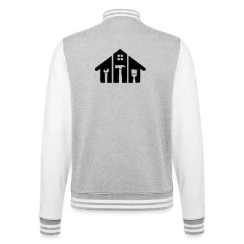 Haus & Handwerk – Hammer Pinsel Werkzeug - College-Sweatjacke - Grau meliert/Weiß - Hinten - Marisol (170cm)